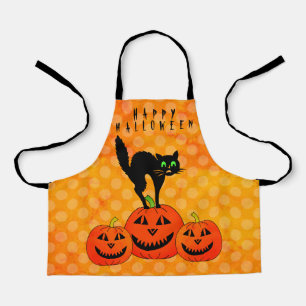 Tablier Happy Halloween Chat noir Jack-o'-lantern