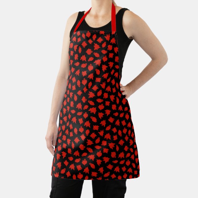 Tablier Happy Halloween tendance fantôme rouge (Insitu)