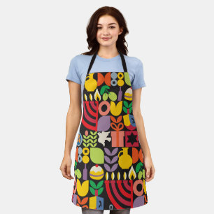 Tablier Happy Hanoukka Modern Menorah Latkes & Stars