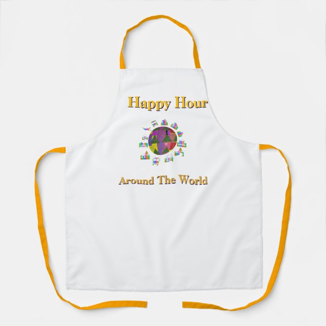 Tablier Happy Hour Around The World Blanc  (Recto)