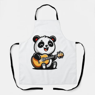Tablier Happy Panda Guitarist - Cute Acoustic Music Design