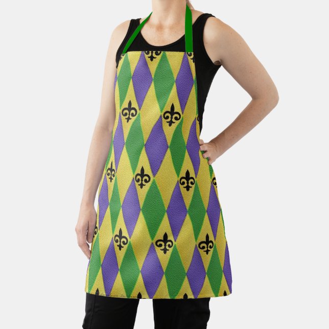 Tablier Harlequin Mardi Gras Fleur de Lis (Insitu)