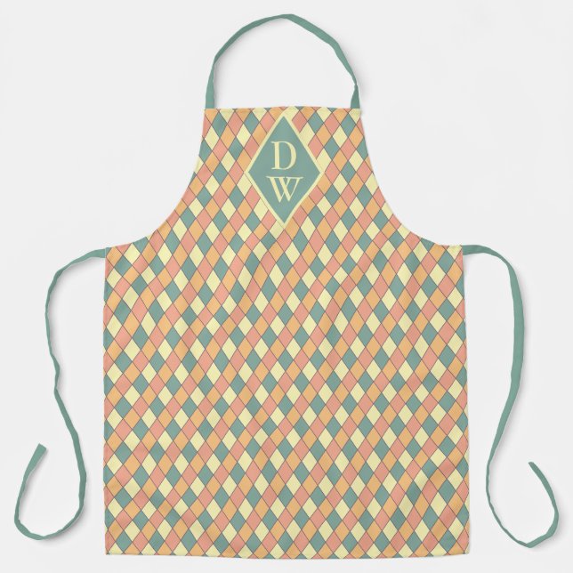 Tablier Harlequine Vintage Diagonale en Pastels Monogramme (Recto)