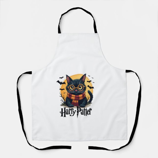 Tablier Harry Pawter Sorcière Chat Noir Halloween Drôle Fi (Recto)