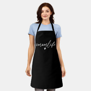 Tablier Hashtag moderne noir Momlife Calligraphy Apron