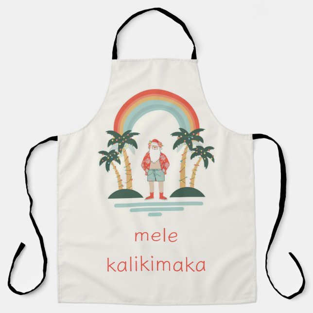 Tablier Hawaïen/arc-en-ciel/Palms Père Noël (Recto)