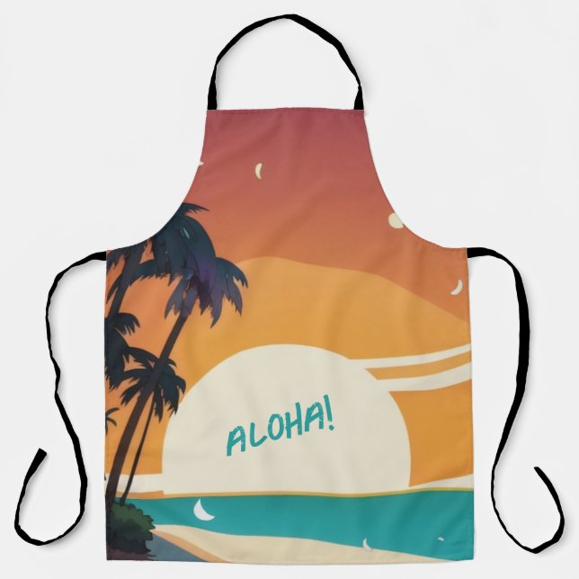 Tablier Hawaiian/Aloha/Tropical/plage (Recto)