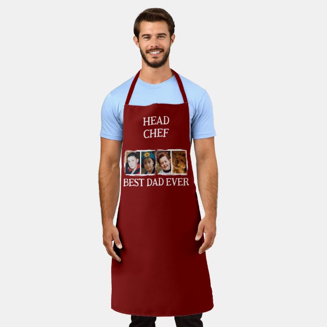 Tablier Head Chef Best Dad Ever 4 photo white burgundy (Porté)
