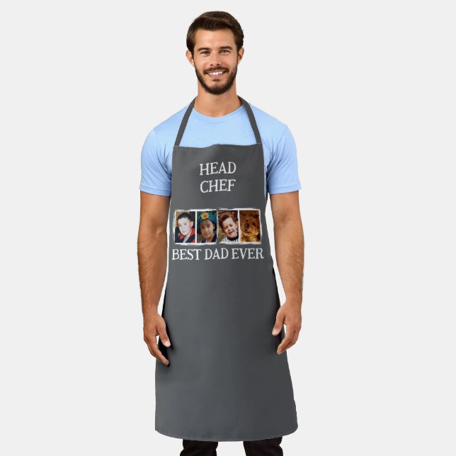 Tablier Head Chef Best Dad Ever 4 photo white grey (Porté)