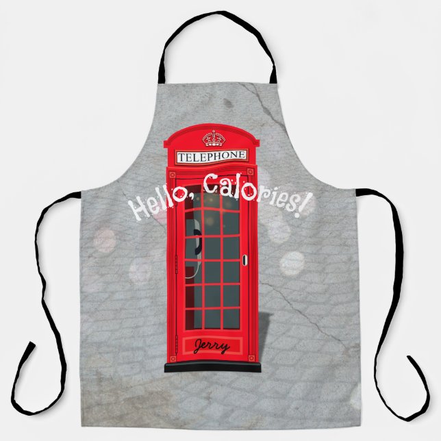 Tablier Hello, Calories! Red London Phone Booth (Recto)