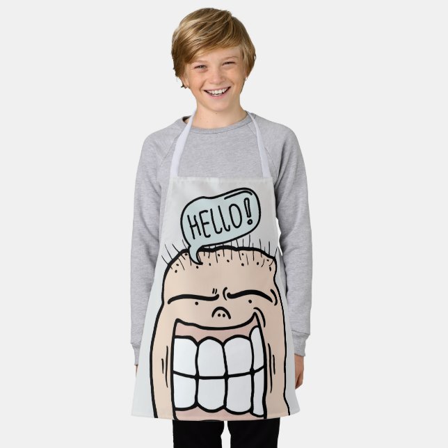 Tablier Hello funny cartoon smiling cute kids  (Porté)