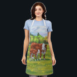 Tablier Hereford Cow & Cute Calf dans les pâturages d'été<br><div class="desc">Hereford Cow & Cute Calf dans les pâturages d'été</div>