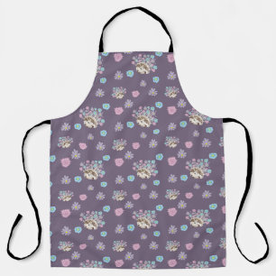 Tablier hérisson et fleurs motif