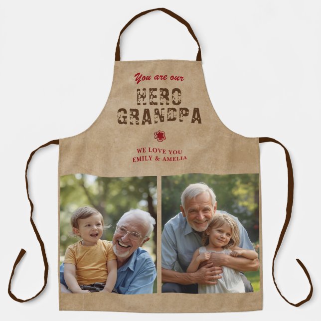 Tablier Héros Rustique Grand-Papa Fête des Pères 2 Collage (Recto)
