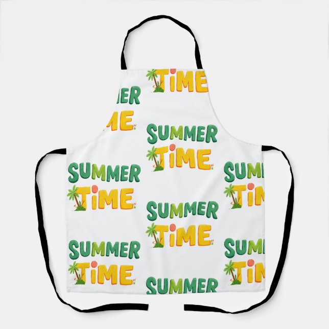 Tablier Heure d'été - Heure d'été avec palmier et soleil (Recto)