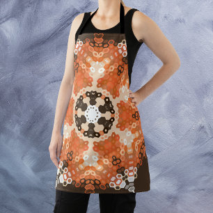 Tablier Hex Mandala Orange Blanc et Brown
