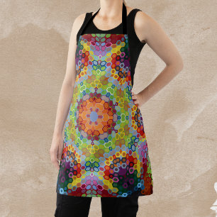 Tablier Hex Mandala vert rose et orange