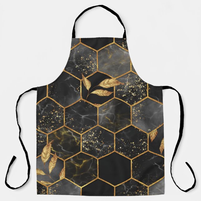 Tablier Hexagon de marbre, Texture Feuille d'or. (Recto)