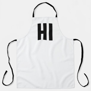 Tablier 'HI' minimaliste moderne noir et blanc