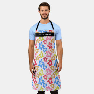 Tablier Hibiscus Coloré, Motif Floral, Votre Nom
