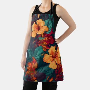 Tablier Hibiscus colorés, Fleurs jaunes et vertes, Jardina