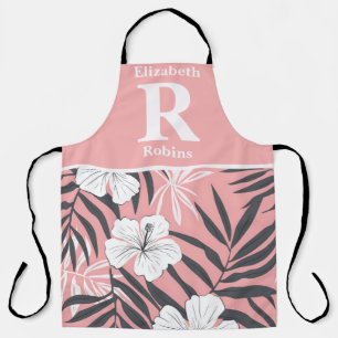 Tablier Hibiscus rose tropical personnalisé