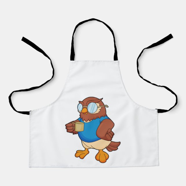 Tablier Hibou avec tasse à café (Recto)
