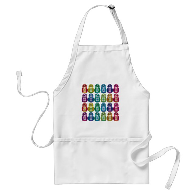 Tablier - hibou mignon de Matryoshka d'arc-en-ciel (Devant)