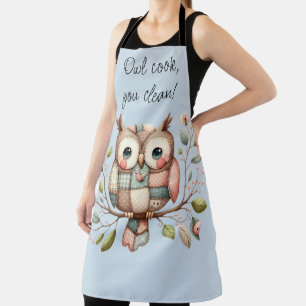 Tablier Hibou Patchwork dans une Forêt Fantaisiste