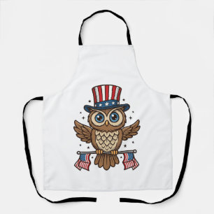 Tablier Hibou patriotique Gravure vintage Graphique_1