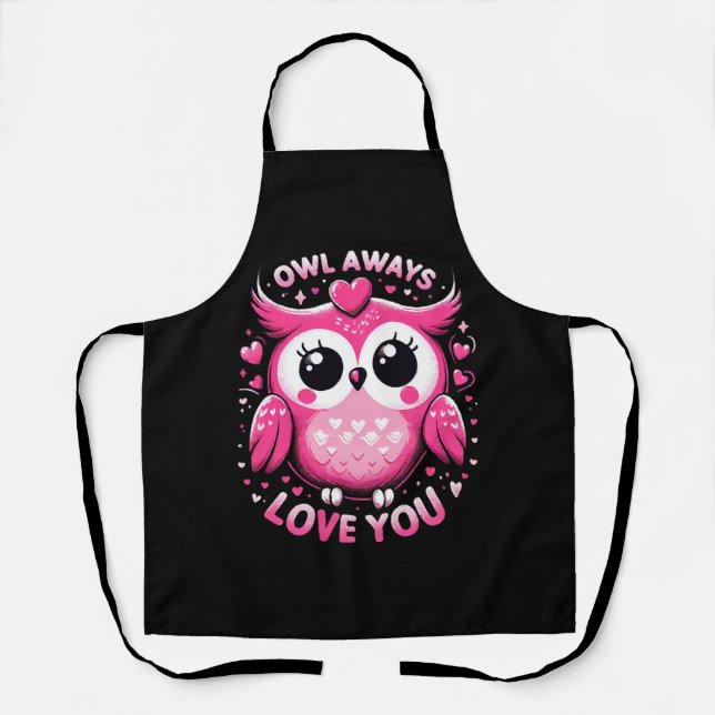 Tablier Hibou t'aime toujours - Saint Valentin (Recto)