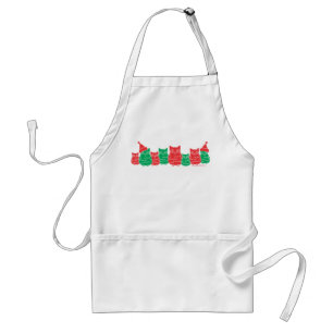 Tablier Hiboux rouges et verts