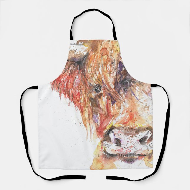 Tablier Highland Cow design All-Over Print Apron (Recto)