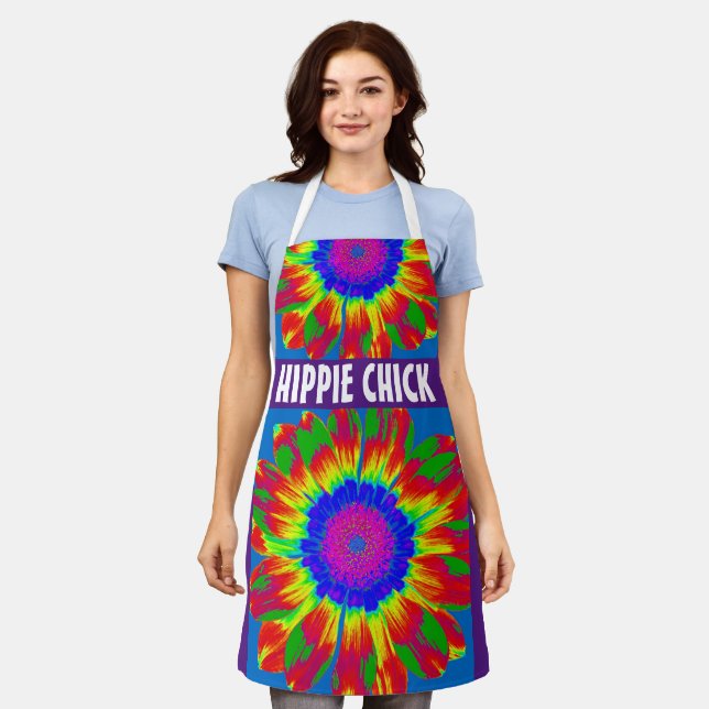 TABLIER HIPPIE CHICI TIE DYE KITCHEN APRON (Porté)