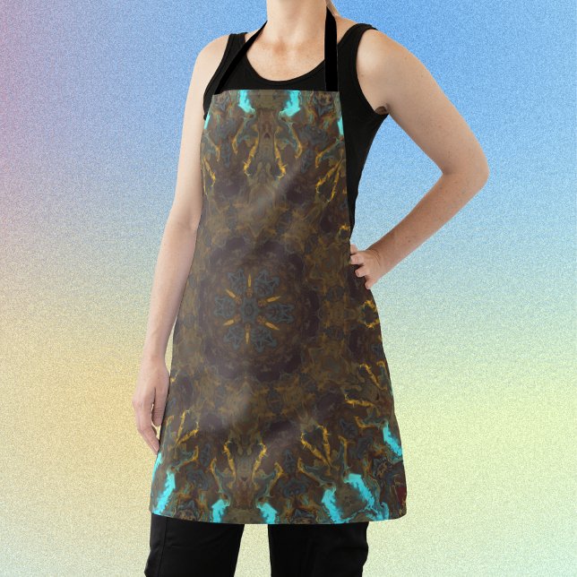 Tablier Hippie psychédélique bleu or et rouge foncé (Créateur téléchargé)