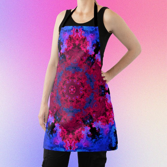 Tablier Hippie psychédélique rouge rose et bleu (Créateur téléchargé)