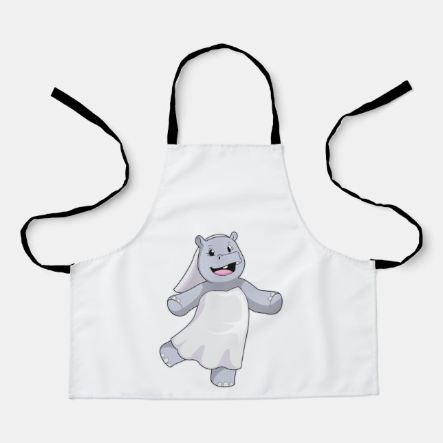 Tablier Hippo, mariée au voile (Recto)