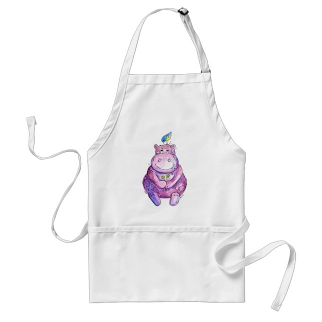 Tablier Hippopotame Violet Fantaisiste Mignon (Devant)