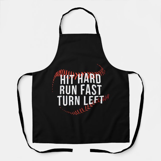 Tablier Hit Hard Run Fast Turn Left Drôle Lecteur De Baseb (Recto)