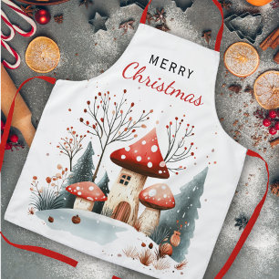 Tablier Hiver Bois Champignons de forêt Joyeux Noël