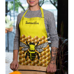 Tablier Hiver Motif de miel Apière de l'abeille Apière<br><div class="desc">Un tablier d'abeilles au miel avec un motif arrière - plan en nid d'abeille. Personnalisez le nom,  ajoutez le nom de votre société ou supprimez.</div>