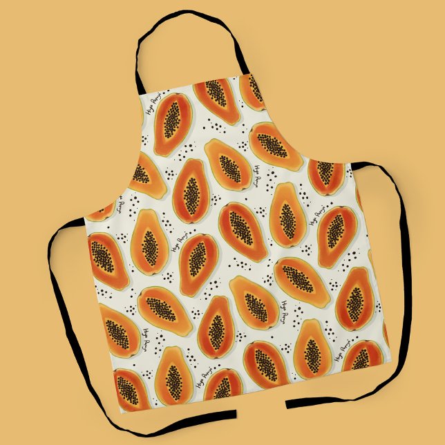 Tablier Hiya Papaya Motif (Cute Hiya Papaya Patterned Apron)