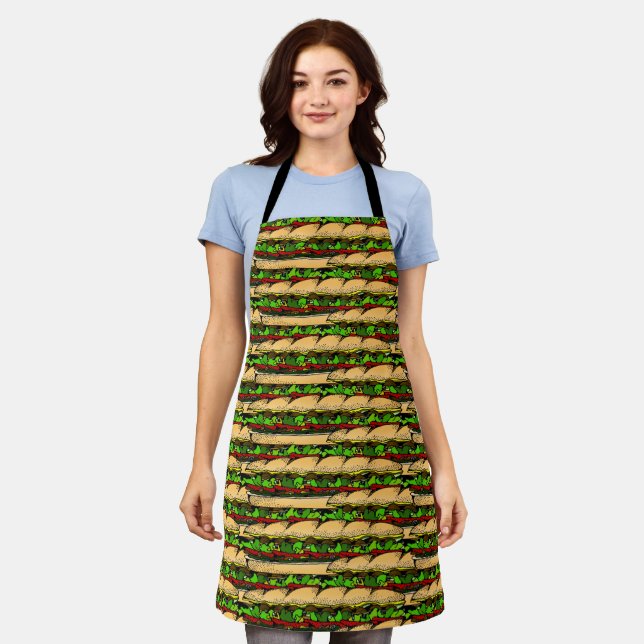 Tablier Hoagie Sandwich All-Over Print Apron (Porté)