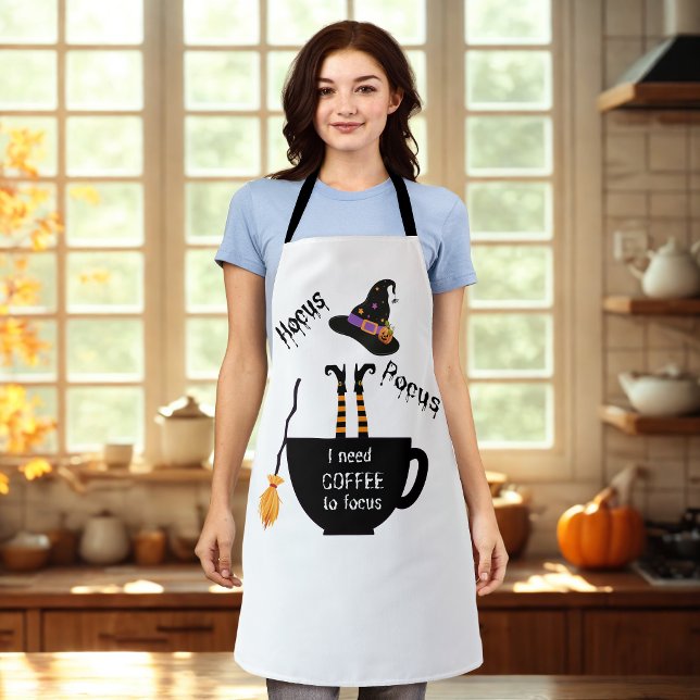 Tablier Hocus Pocus J'ai besoin de café pour focaliser l'a ( ☕🎃 — the perfect Halloween apron for brewing up some kitchen magic!)