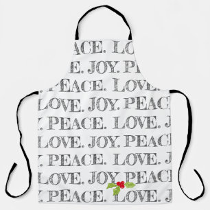 Tablier Holiday Peace Love Joie Noël Holly Artisan