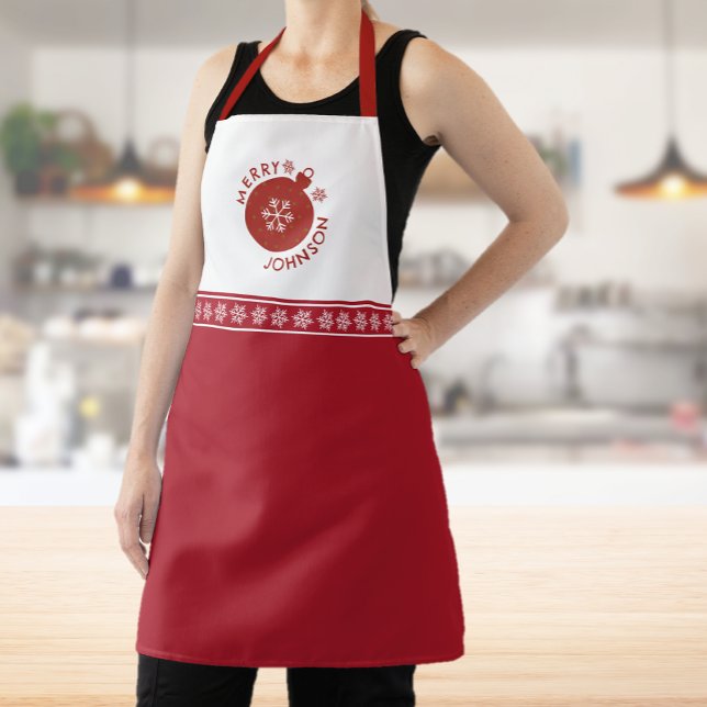 Tablier Holiday Snowflake Ajouter Votre Nom Texte (Holiday Snowflake Apron)