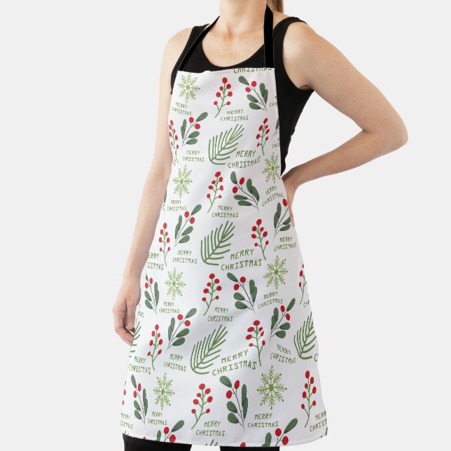 Tablier Holly Berries, Feuilles, Snowflake Motif de Noël (Insitu)
