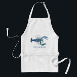 Tablier Homard bleu Nom personnalisé<br><div class="desc">Des tabliers à thème pour Homard bleu personnalisées pour votre prochaine soirée de biscuits de homard ou de fruits de mer. Il présente une illustration de style aquarelle d'un homard bleu.</div>