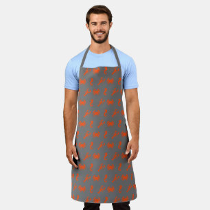 Tablier Homard crabe hippocampe orange gris motif cuisine