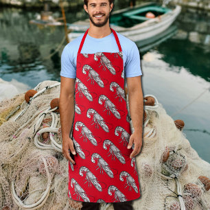 Tablier homard graphique vintage en rouge